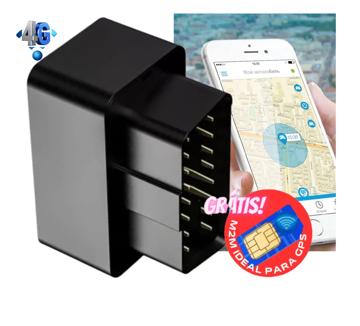 Rastreador GPS 4G PLUG OBD2, App Tecnotrack